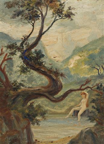 LOUIS EILSHEMIUS Nude Bathing under a Tree.